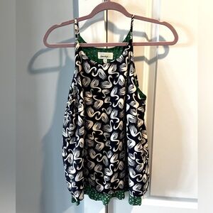 Anthropologie Navy Swan Top, Size Medium